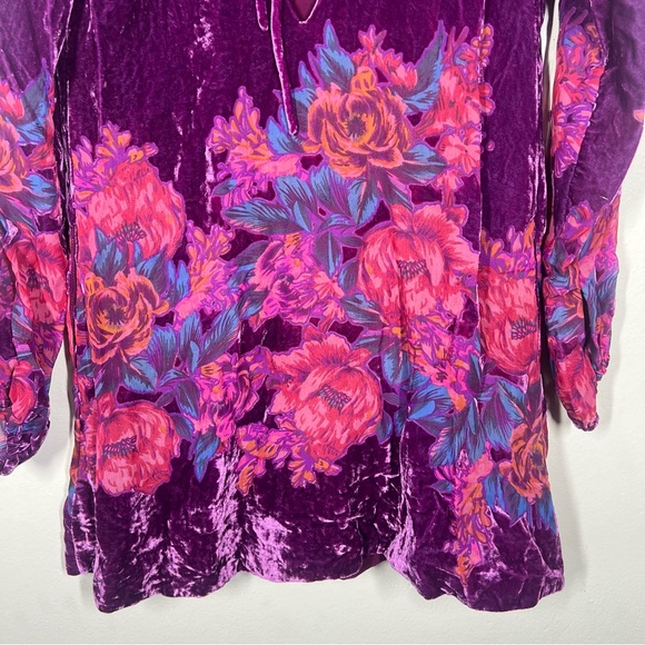 Free People womens Misha floral Burnout Velvet long sleeve Mini dress size XS - Picture 11 of 11